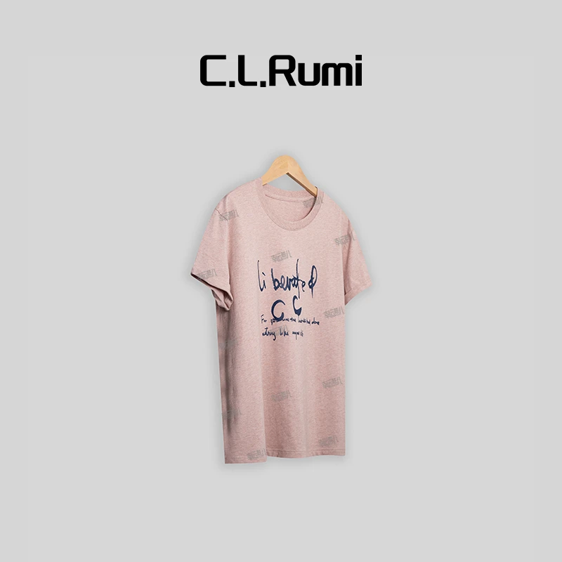 【Rumi女装】“冰梅粉”休闲百搭显瘦夏季宽松圆领字母T恤上衣6060tx