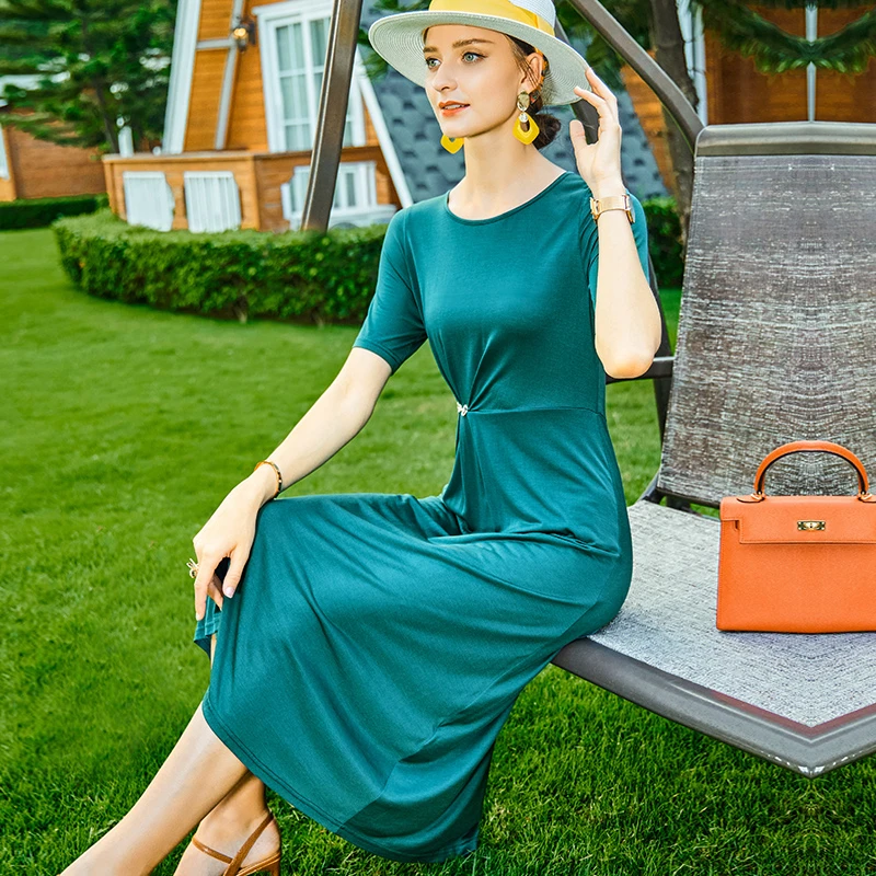 981318恩纳斯真丝连衣裙桑蚕丝大牌高端奢华中长裙