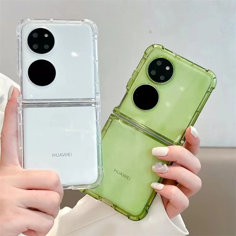 适用四角气囊防摔保护壳适用华为p50pocket透明pocketS硅胶简约男