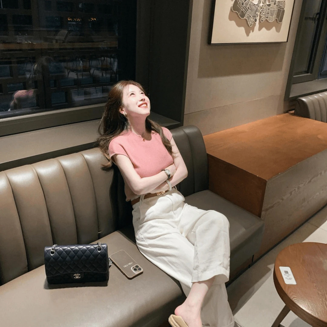 夏季法式高级感别致气质高领粉色针织短袖t恤温柔风白色裤子女潮