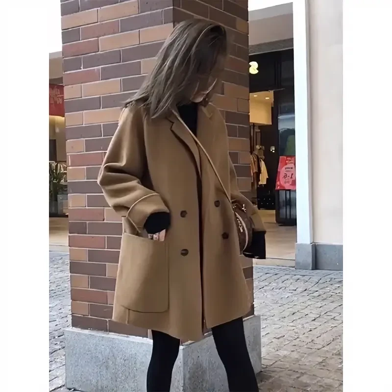 欧洲站大码女装呢子外套女秋冬胖mm韩版显瘦休闲百搭毛呢子大衣女