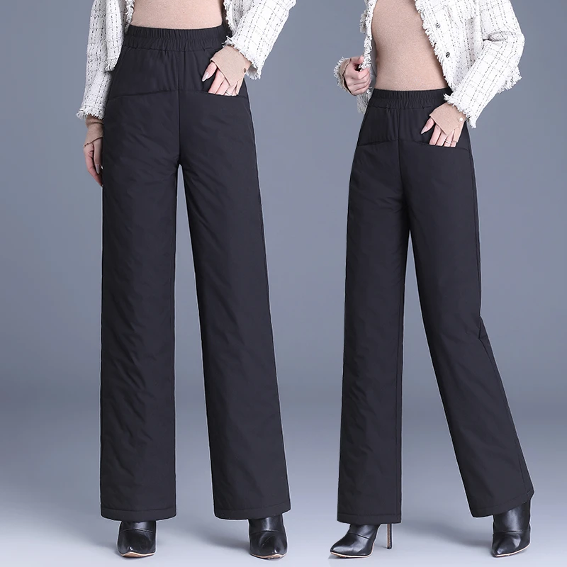 黑色女士棉裤2025冬季新款大码外穿零下20度抗寒保暖夹棉直筒裤子