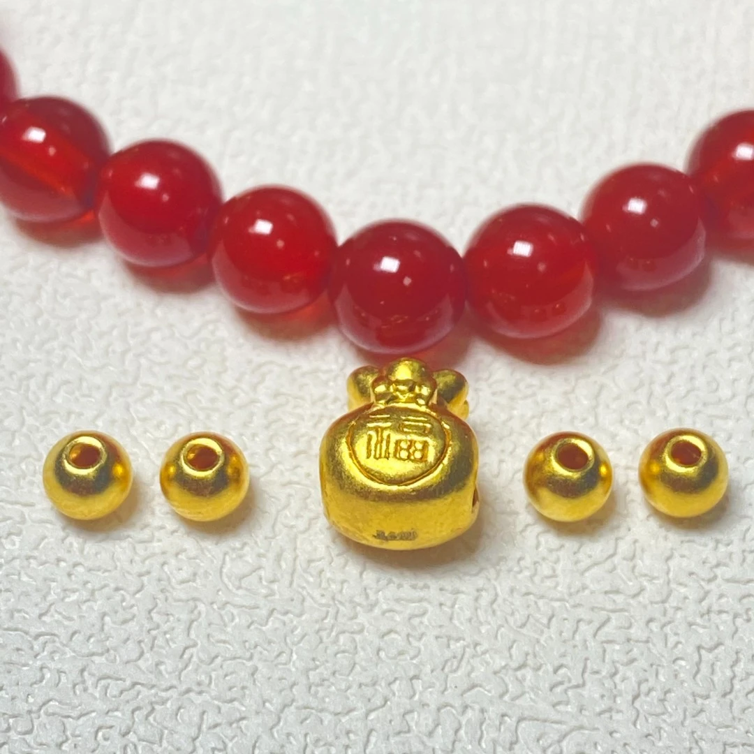 【直播专享】足金999福袋+卡4古法4颗编好玛 瑙链//A202