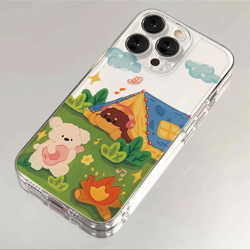 壳玛仕小熊野炊适用iphone15苹果13手机壳14promax透明12xr软壳11