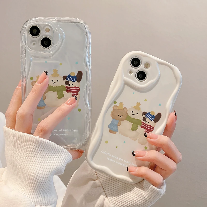 英文小熊苹果15Plus手机壳13软壳iPhone14Pro/6/12防摔xs/xr/8p/7