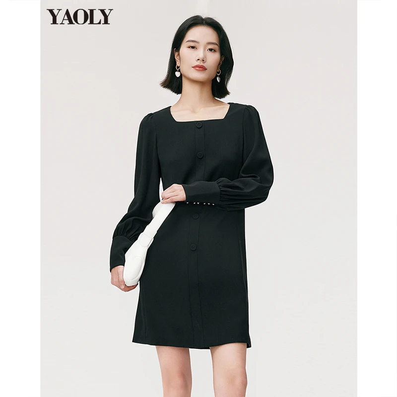 姚领yaoly女装专柜新款长袖连衣裙857010541