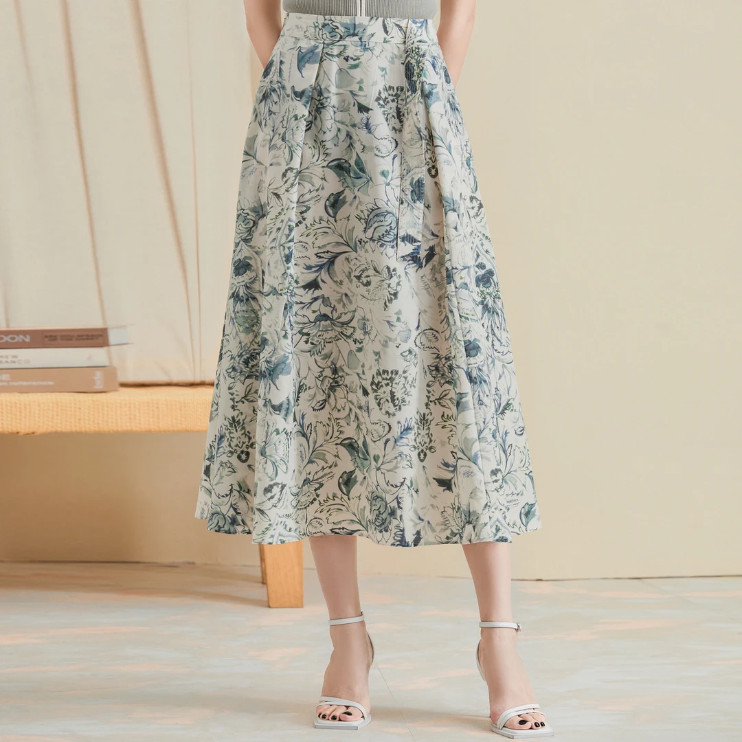 姚领YAOLY夏花色碎花半裙825K21133半身裙裙子