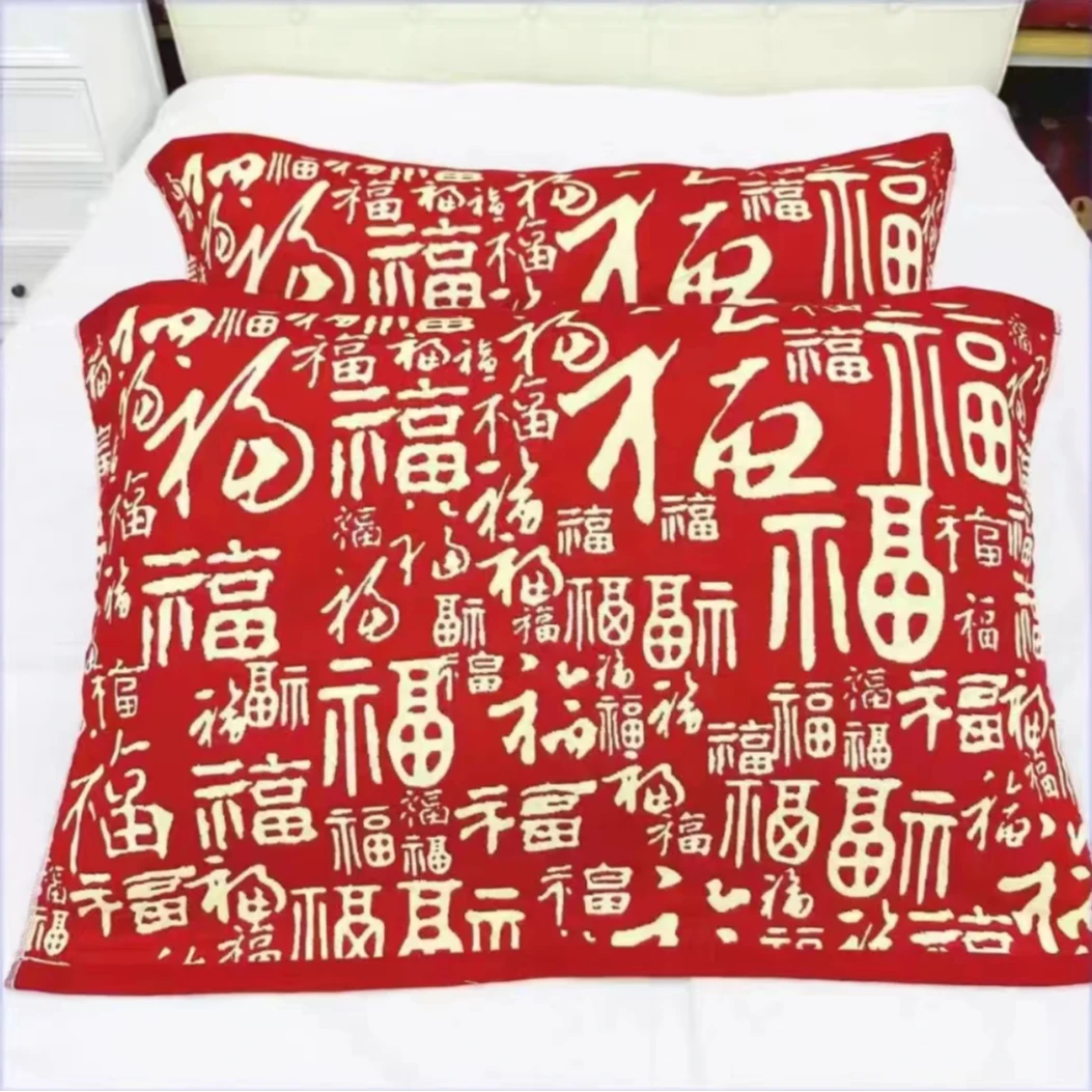 百福枕巾加厚六层纱布提花高档加大棉枕成人可水洗纱布枕巾