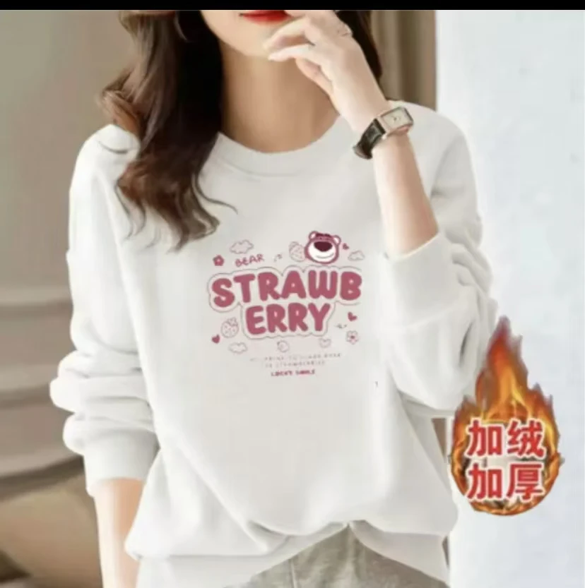 秋冬圆领卫衣潮流时尚百搭长袖休闲情侣装宽松印花简约套头加绒