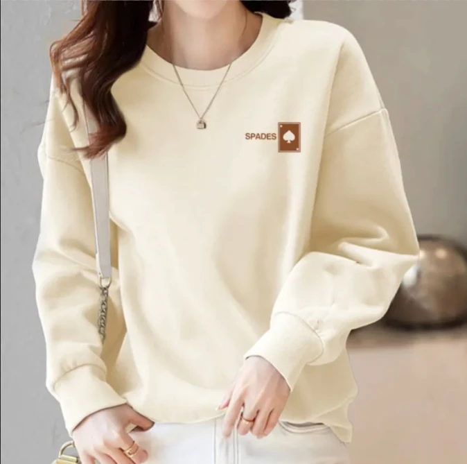 秋冬圆领卫衣潮流时尚百搭长袖休闲情侣装宽松印花简约套头