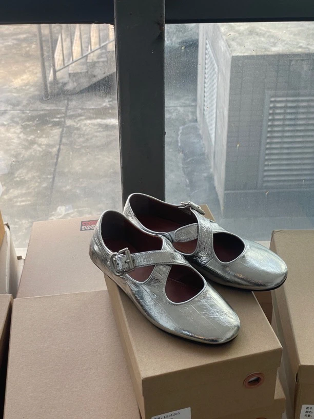 【阿泽推荐】小牛鳗鱼纹 早春女褶皱皮芭蕾平底鞋