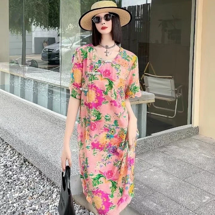 清苍价～深圳8110诗情画意旗袍裙丝棉冰感新中式国风连衣裙裙子