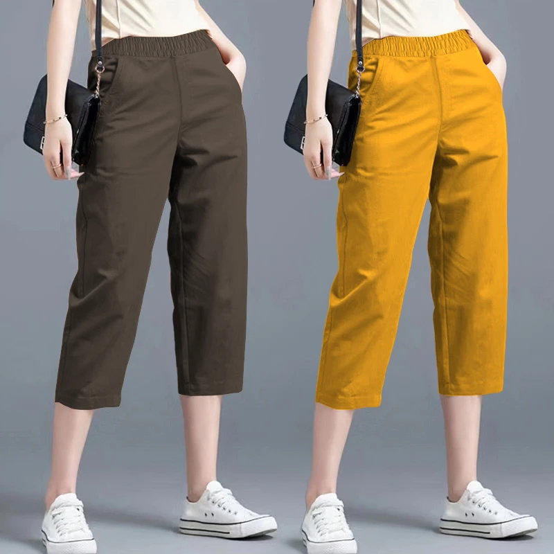 冰丝七分阔腿裤女夏季薄款2025新款大码女裤休闲直筒雪纺垂感裤子