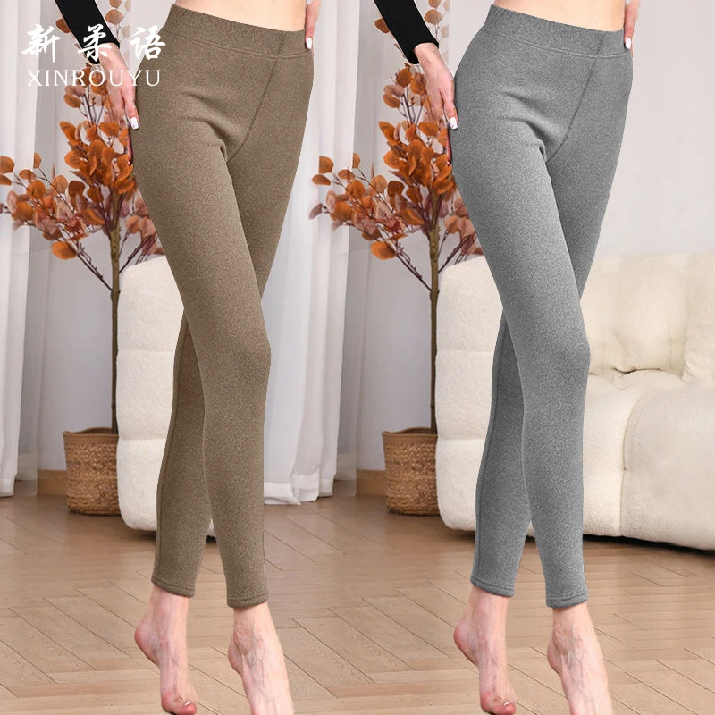 德绒裤女士2025新款秋冬外穿高腰大码提臀打底裤加绒加厚羊羔绒裤