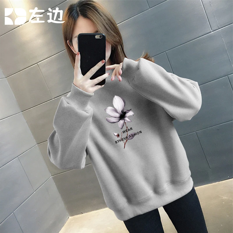 精美印花圆领卫衣2025秋季新款女装宽松小众休闲百搭长袖上衣潮流