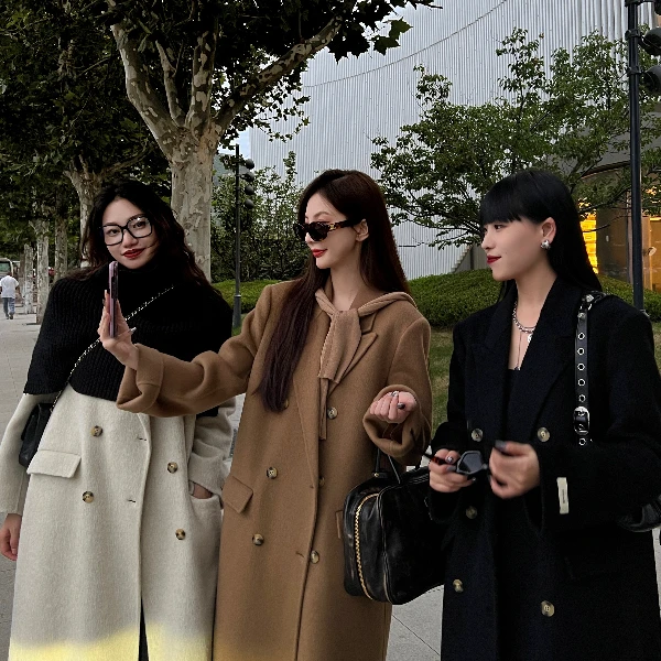 《只有一个燕麦色》中长款女士设计师气质双面羊毛韩版大衣