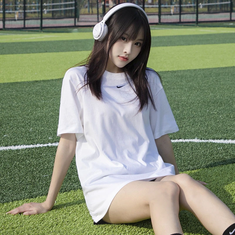 Nike/耐克女装T恤2023新款休闲运动服宽松透气棉跑步百搭短袖上装
