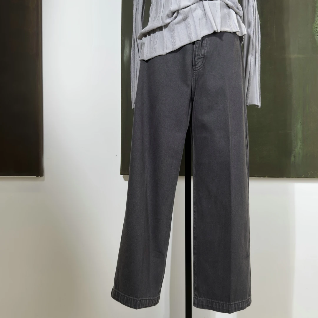 TinaK高克重宽松牛仔裤阔腿简约百搭休闲裤 KZ00211