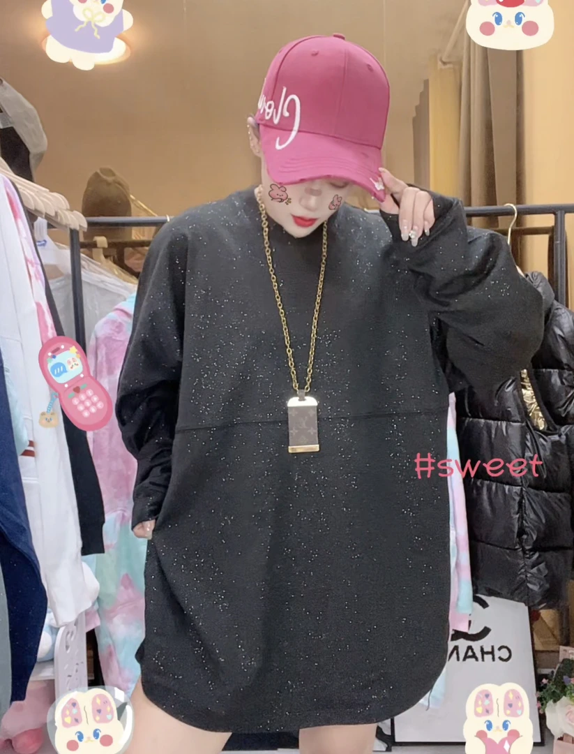 外贸纯棉高品质亮闪卫衣