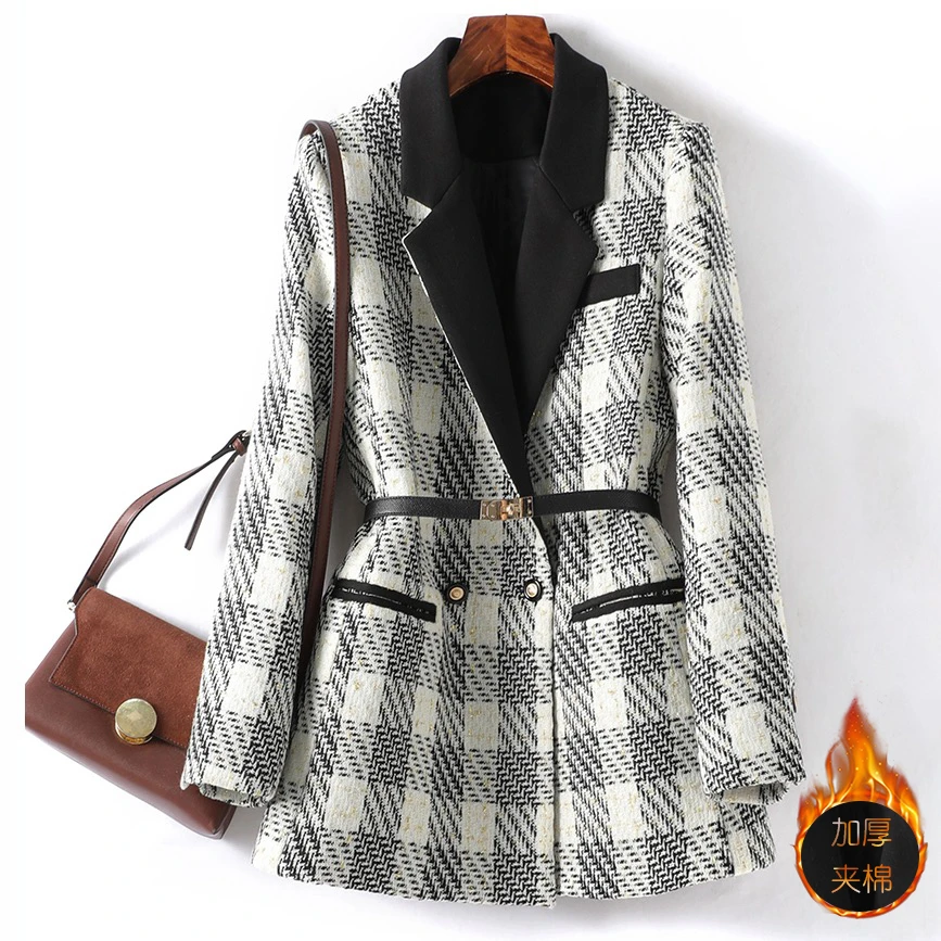 【小云总专属】西装外套小香风2025冬季新款西装妮子外套收腰格子