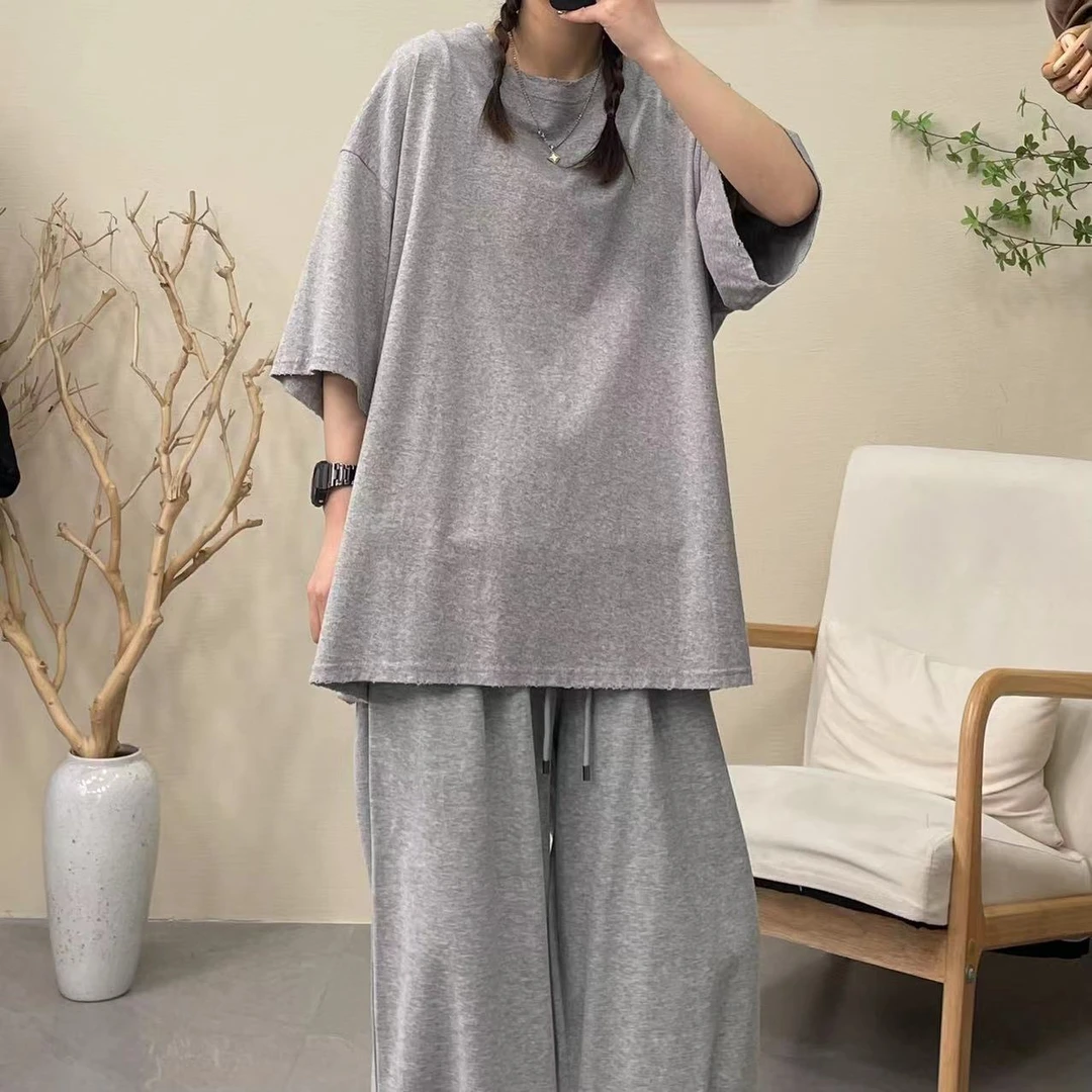 日系复古简搭纯色短袖T恤百搭宽松套头半袖L000