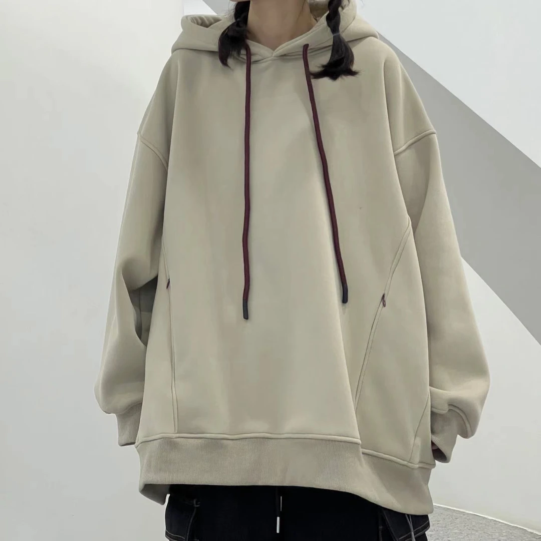 时尚百搭宽松加绒连帽抽绳卫衣561628