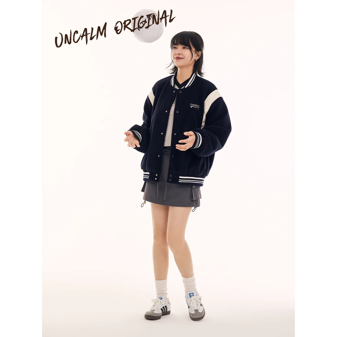 易燃空间日系复古棒球服外套女2024新款秋冬休闲宽松百搭夹克上衣