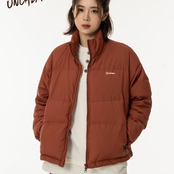 易燃空间立领羽绒服女冬季2024新款休闲宽松90白鸭绒加厚保暖外套