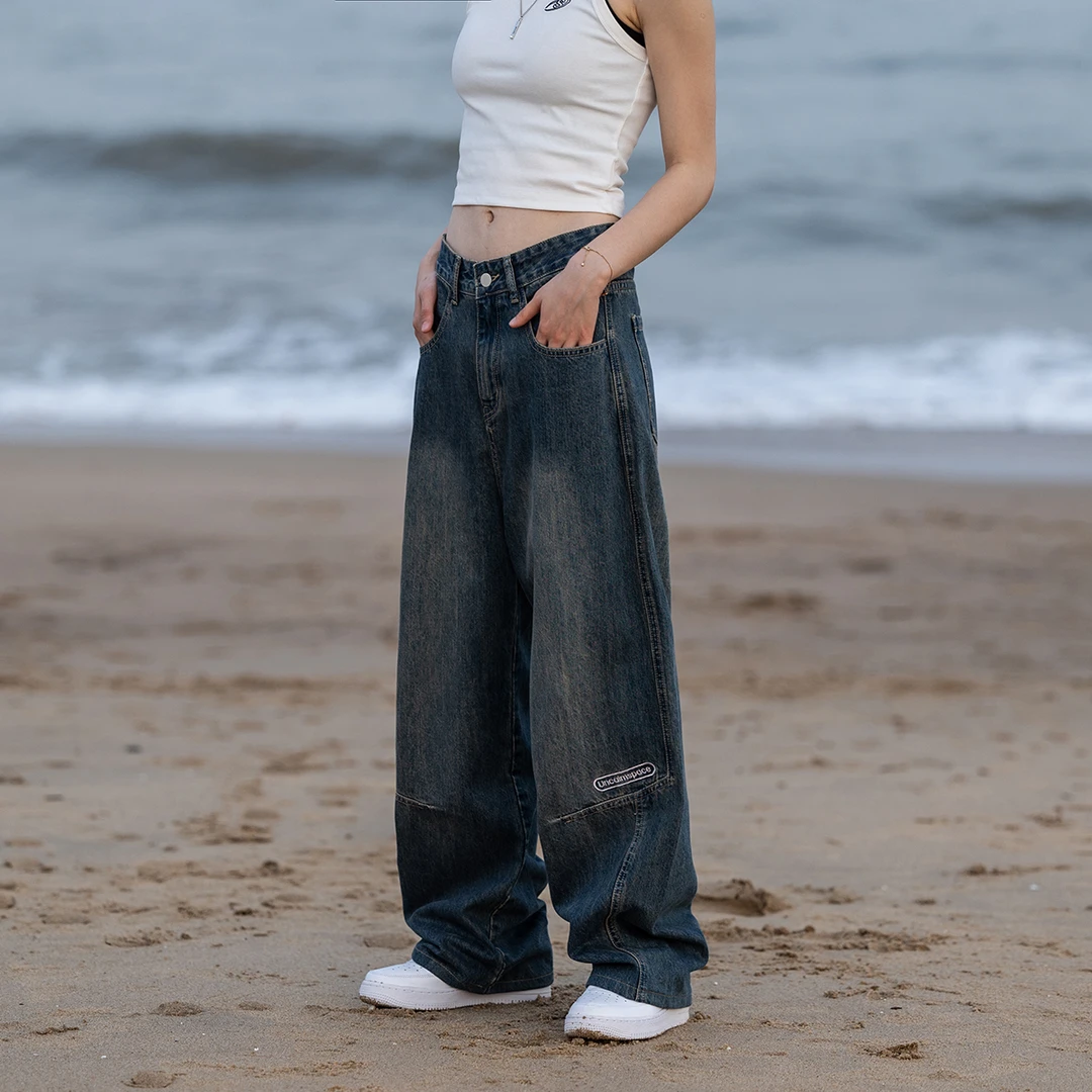 易燃空间丨2023秋季直筒牛仔裤女款宽松休闲裤百搭阔腿裤拖地裤子