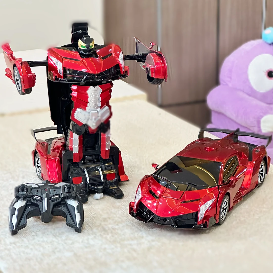 【礼盒装遥控灯光】电动玩具车模型遥控变形汽车24厘米