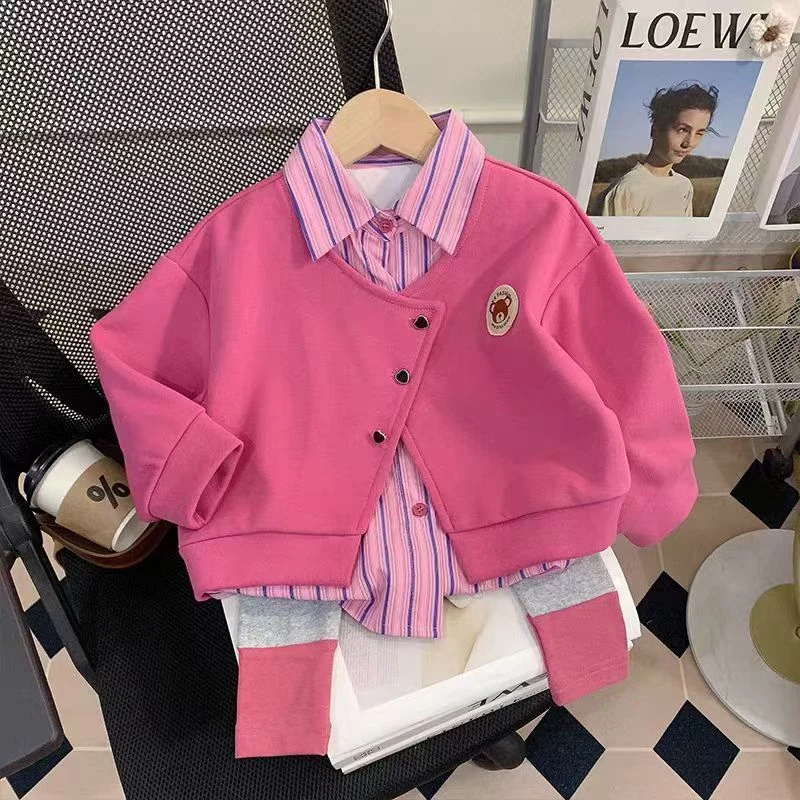 【艺小微】女童秋装洋气假两件上衣打底裤套装女宝宝秋季外出服