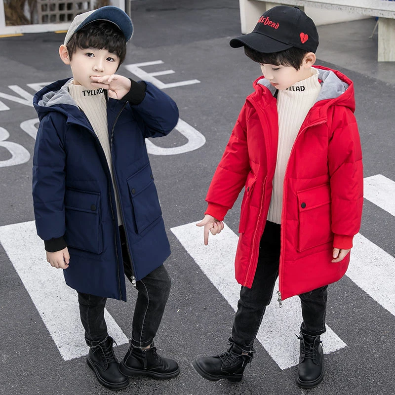 儿童羽绒服男童女童中长款连帽加厚中大童韩版宝宝羽绒服童装外套