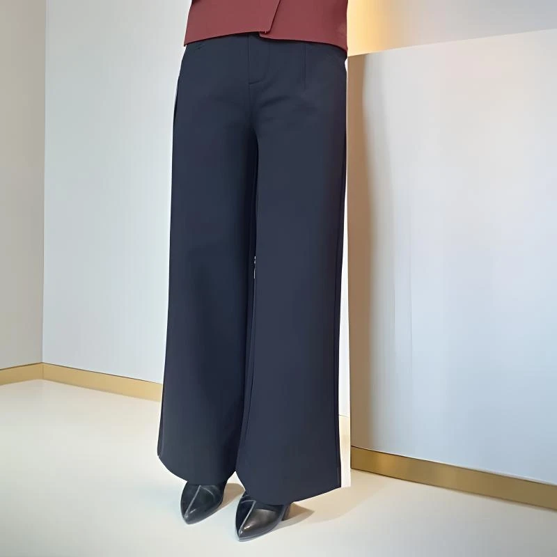 时尚宽松休闲极简风高腰女士阔腿裤夏款设计师中腰休闲裤阔腿裤