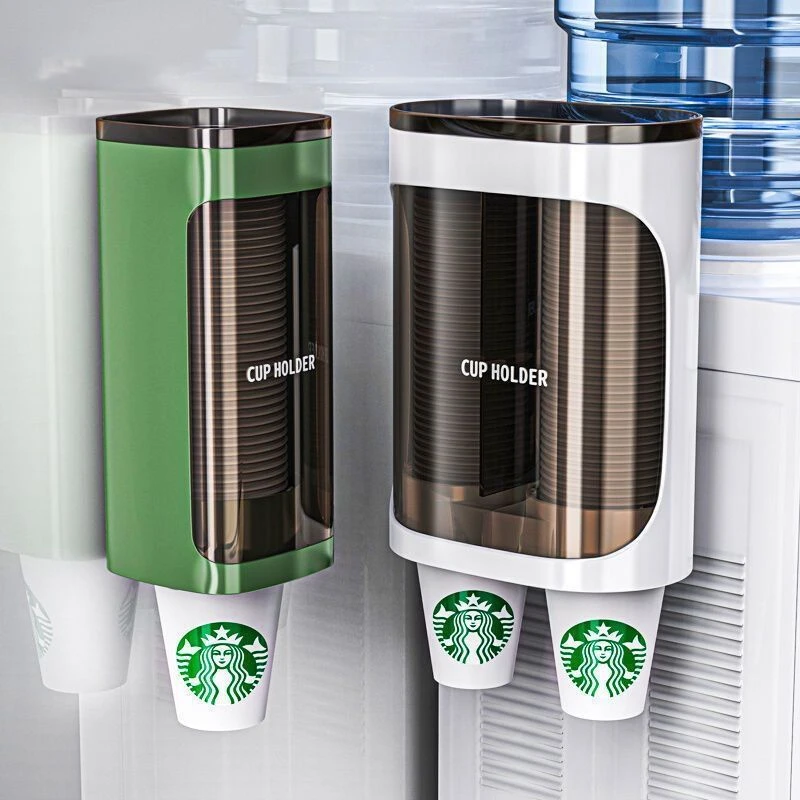 一次性杯取杯器免打孔自动水杯架家用纸杯架饮水机挂墙杯架通用型