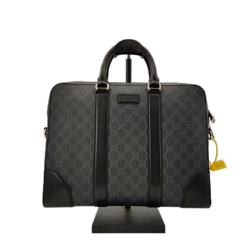 95新 GUCCI/古驰 男士黑色手提包时尚经典老花公文包无肩带