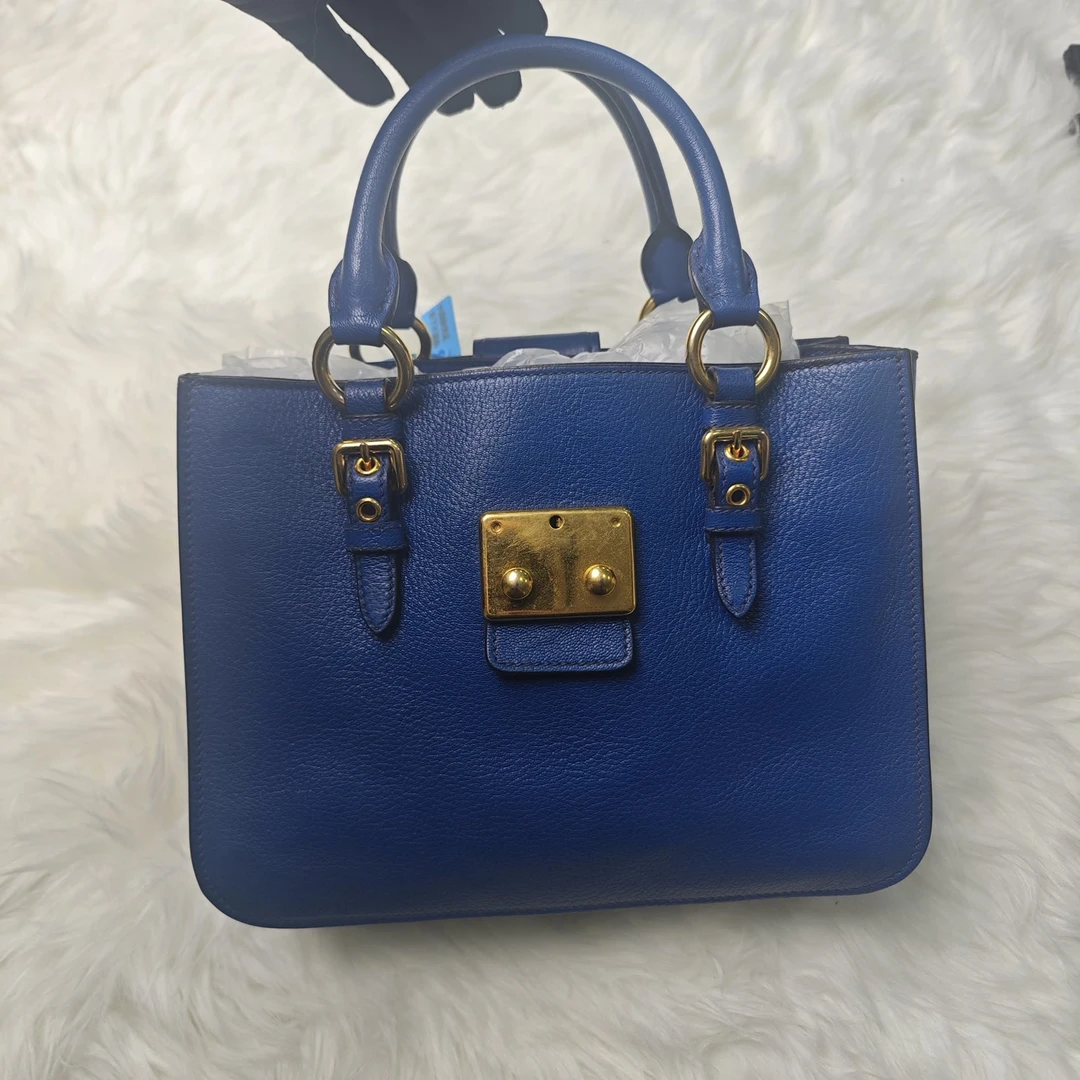 90新 MIU MIU/缪缪 蓝色女士手提包无肩带