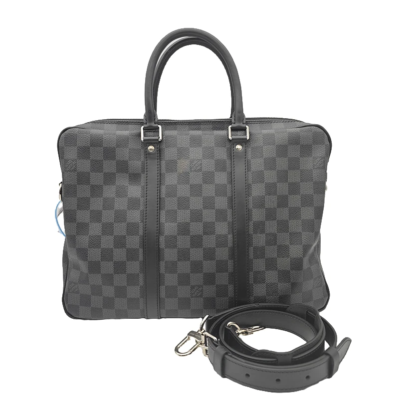 95新 LouisVuitton/路易威登 经典棋盘格男士公文包通勤有肩带