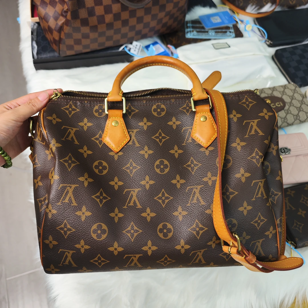 90新 LouisVuitton/路易威登 路易威登老花speedy30肩带款