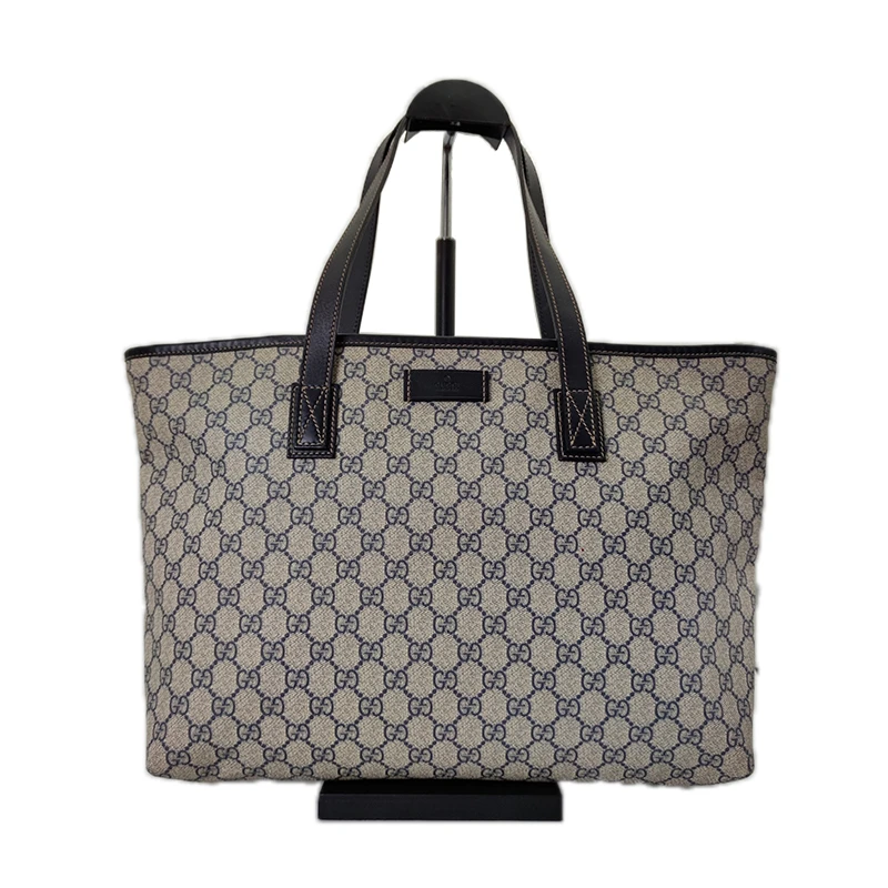 90新 GUCCI/古驰 经典双G老花帆布中号女士单肩购物袋妈咪包