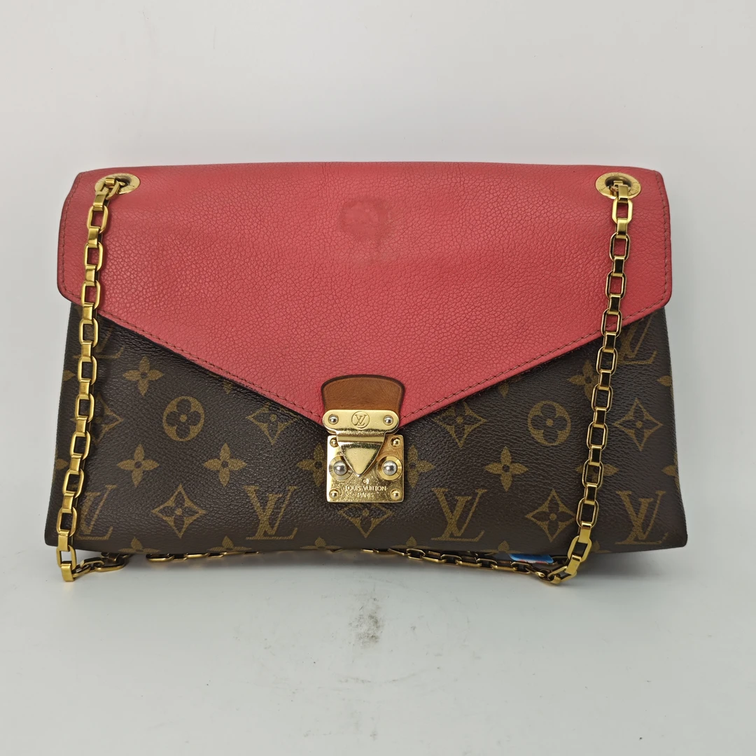 95新 LouisVuitton/路易威登 老花拼色链条包女士时尚单肩斜挎包