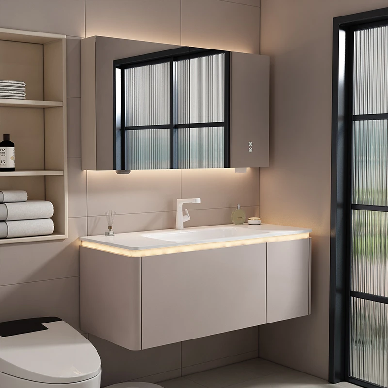 【达人专属】洁木奶油风x8浴室柜组合陶瓷一体盆洗漱台洗脸盆洗手台