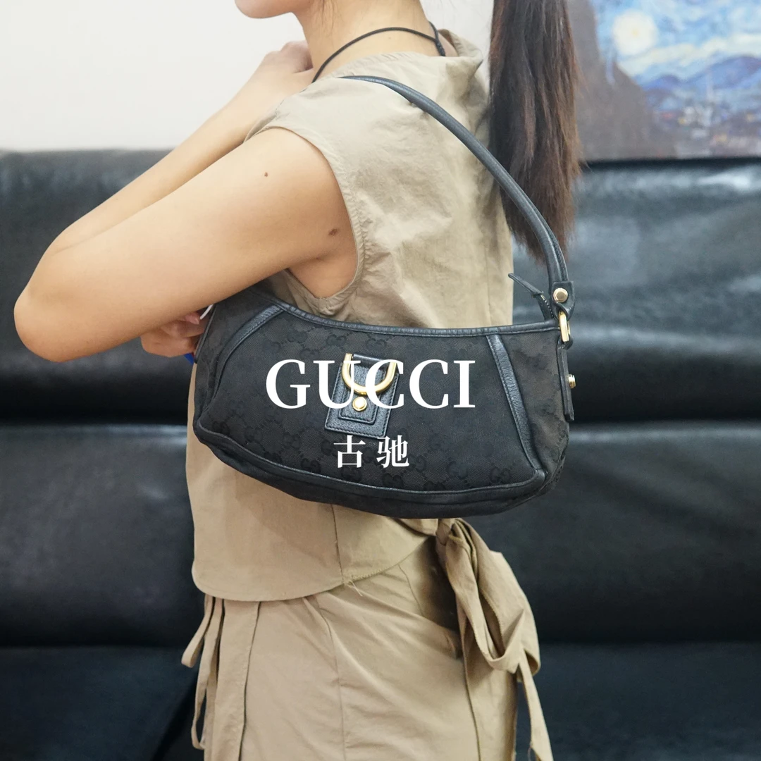 95新 GUCCI/古驰 黑色老花单肩包/XG09617094/7094