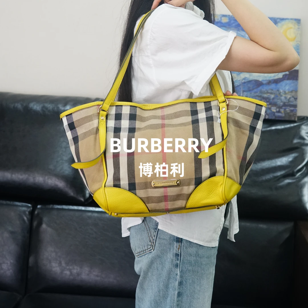 95新 BURBERRY/博柏利 拼皮格纹单肩包/TC09522032/2032