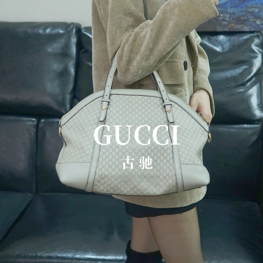 95新 GUCCI/古驰 白色压纹单肩包/HS10616045/6045