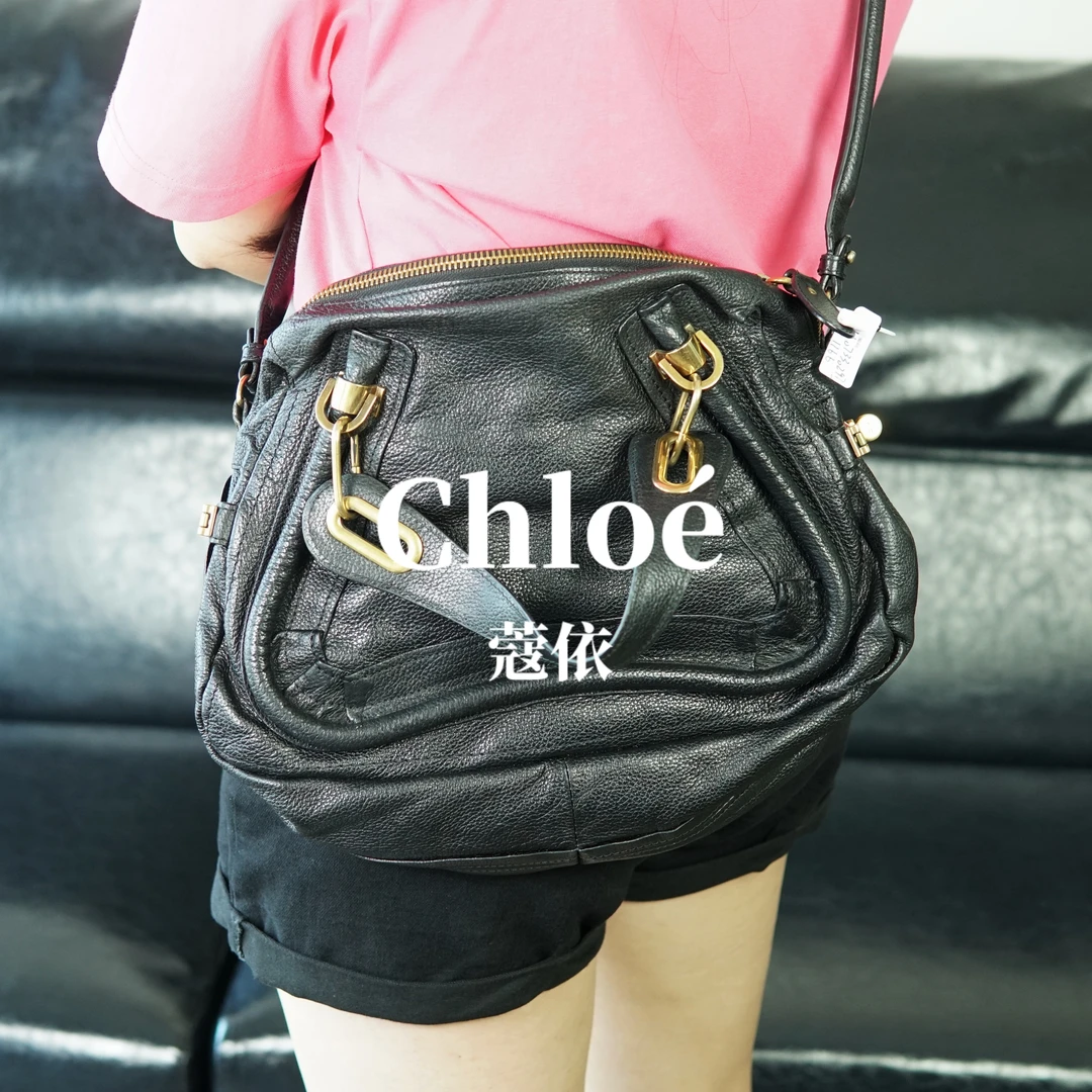 95新 Chloe/蔻依 黑色斜挎手提包/LL07330297/0297