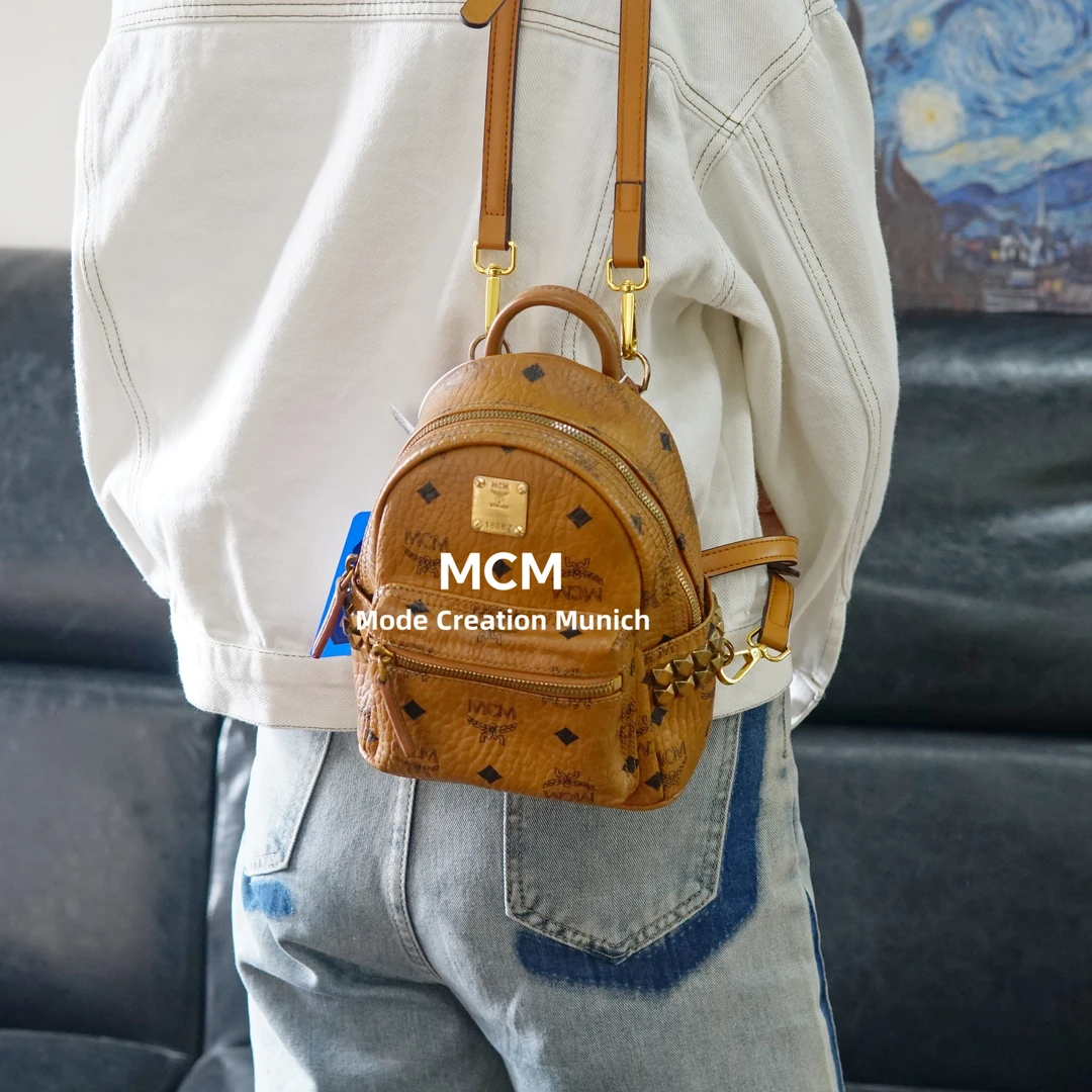95新 MCM 干邑色双肩包/F4BC09715506/5506