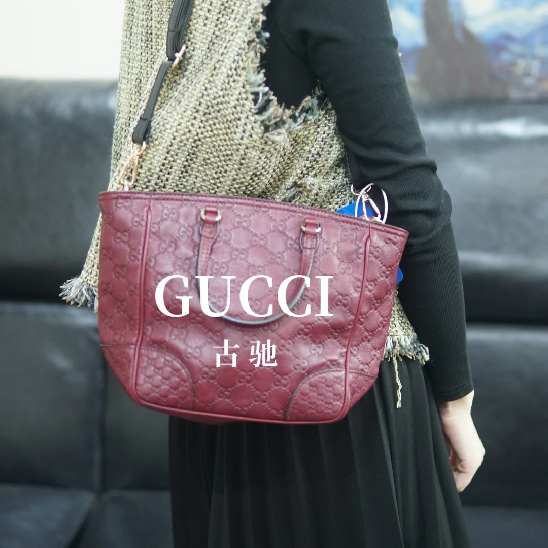 95新 GUCCI/古驰 红色压纹单肩包/YD10601014/1014