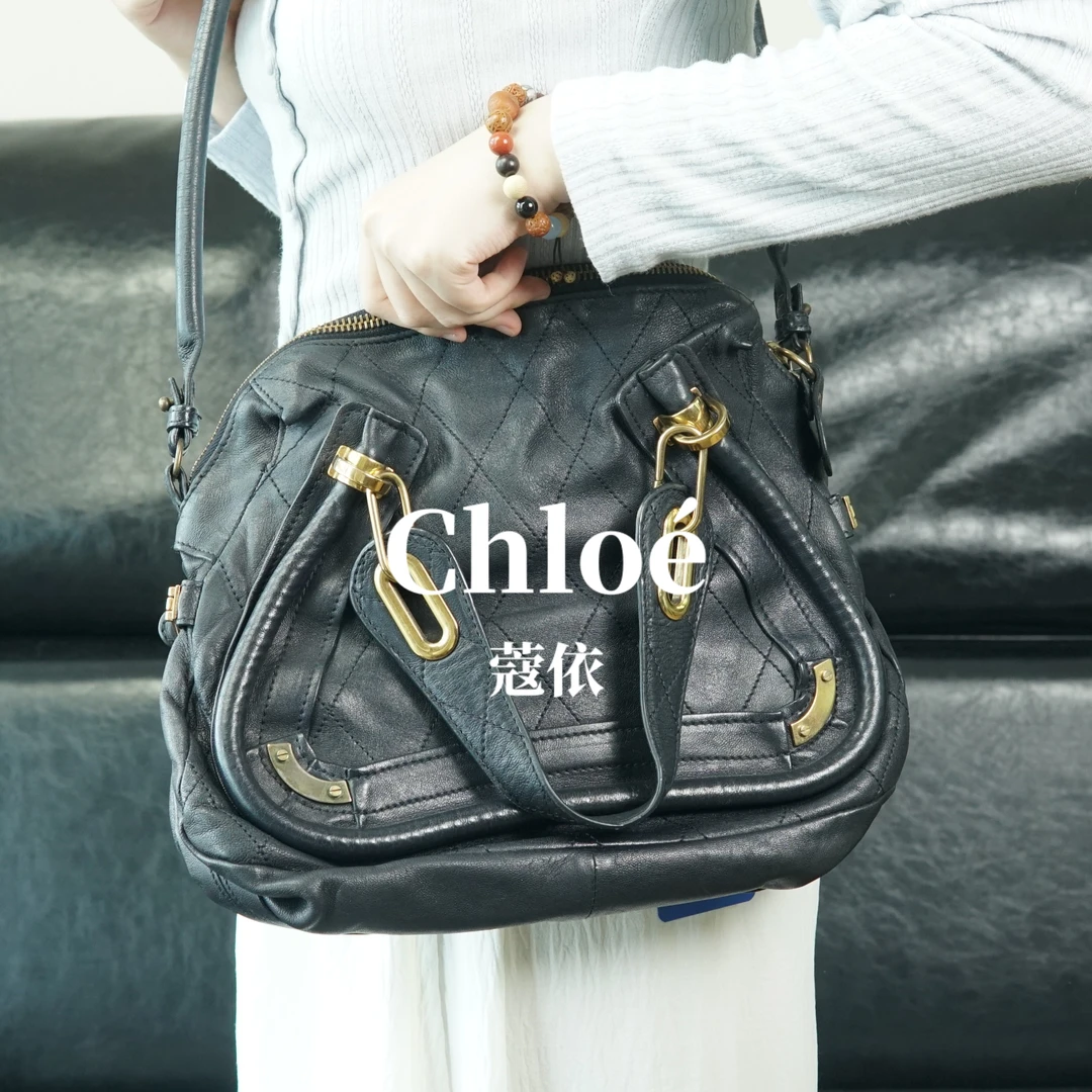 95新 Chloe/蔻依 黑色斜挎包/XH07111022/1022