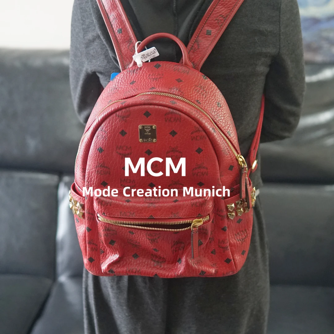 95新 MCM 红色双肩包/SD09625089/5089