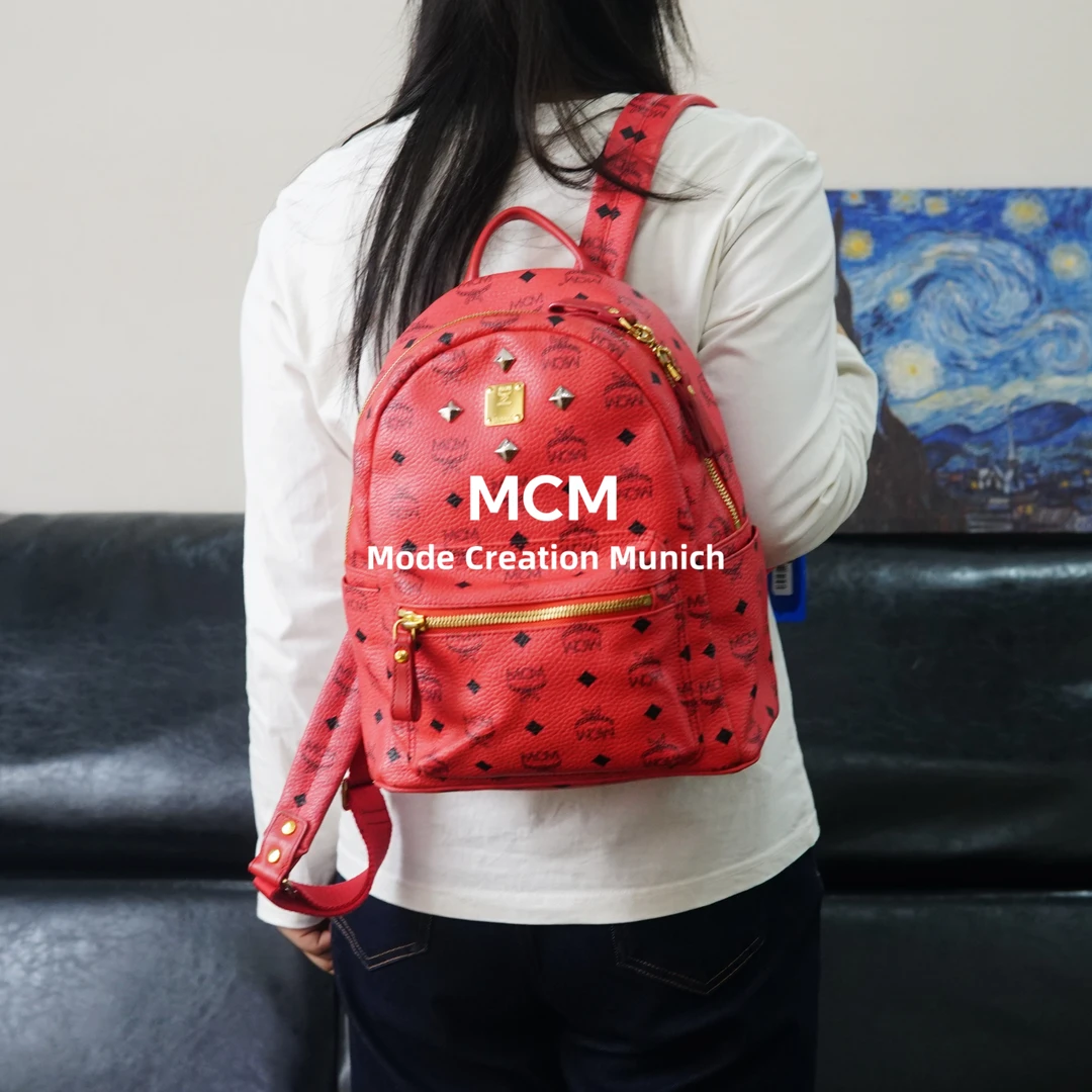 95新 MCM 玫红双肩包/FYZT11630026/0026